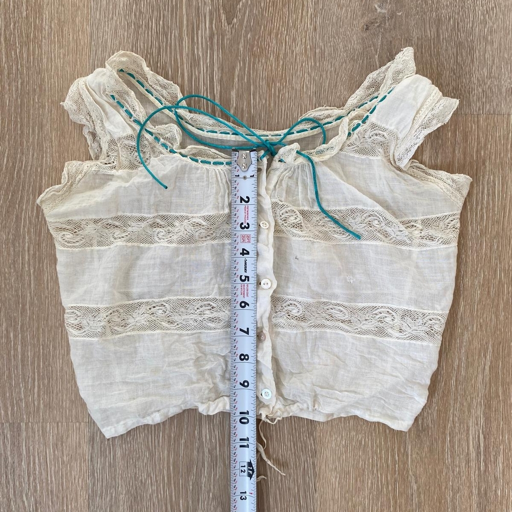 Antique Early 20th Century Lace Trimmed Corset Cover Edwardian Top (STUDY PIECE) - Picture 10 of 11
